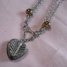 Antique Look Heart w/ Glass Beads Necklace   #FJW319