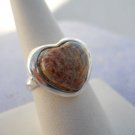 Picture Jasper Big Chunky Stone Heart Ring Sterling Silver 925  Sz 8.5