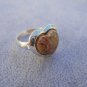 Picture Jasper Big Chunky Stone Heart Ring Sterling Silver 925Â Sz 8.5