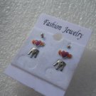 3 pc Set Fashion Post Earrings with Crystal Stones Heart Arrow Crown
