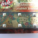 Sculls Dragon Ink Love Life Rock Out Adjustable Studded Bracelet by D.M. Merch