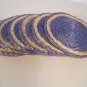 6x Beverage Coasters Hot Cold Straw Blue Set