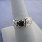 Sterling Silver Garnet Band Ring Stamped 925  Sz 8 Vintage