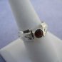 Sterling Silver Garnet Band Ring Stamped 925 Sz 8 Vintage