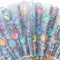 Multiple Floral & Black Embroidered Decor Lace Fan 18x9 n134 Vintage