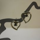 Open Heart Post Earrings with Black Onyx Stone 925 Sterling Silver  #SS462