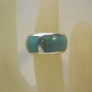 Crafted 925 Sterling Silver  Turquoise Inlay Band Ring Sz 6