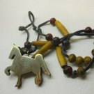 Brass Horse Necklace on Leather Cord Horses