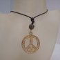 Gold Pease Necklace with Adj 28? Leather Cord 24kt GP ,Fashion Boutique P10039