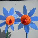 Blue Flower Floral ladybud wind spinner Yard Decor  P10071