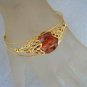 Gold Cuff Bracelet w/ Crystal Stone Fashion Jewelry