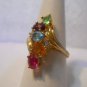 18 kt GP Multi Facet 5 Stone Cubic Zirconia Fancy Ring Size 9.5 #FJW535