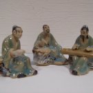 Asian 3 Pc Figurine Set with Musical instrument Decor nCp19