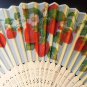 Strawberry Fan Fruit Berries Silk Nylon Handheld Fan Folding Hand Fan Handmade
