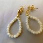 Pearl Shell Teardrop Look Beaded Dangle Earrings w/Gold Posts Fashion Jewelry