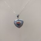 Native Sterling Silver Multicolor Inlay Heart Pendant Necklace Fine Chain