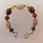 18 Kt GP Big Chunk Polished Agate Bracelet 7.25" Multi Size Stones Vintage