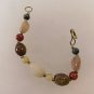 18 Kt GP Big Chunk Polished Agate Bracelet 7.25" Multi Size Stones Vintage