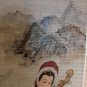 Scroll Painted Asian Lady w/ Violin & Clouds Decor 12.5 x 30 Wall Hangings