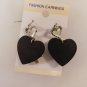 Angel Heart Black Stone Dangle Earrings w/ Crystals Stones