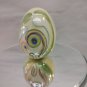 Rare Swirl Green Porcelain Decorative Egg Floral & Geometric Hand painted 3.5 in