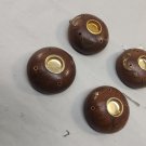 4 Pc Stars Moons Round Incense Cones Burners  Wood Carved  2" D  with Brass