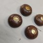 4 Pc Stars Moons Round Incense Cones Burners Wood Carved 2" D with Brass
