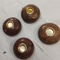 4 Pc Stars Moons Round Incense Cones Burners Wood Carved 2" D with Brass