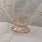Vintage Octagon Pink Depression Glass Etched Floral Footed 8.5" Serving Bowl