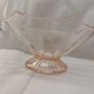Vintage Octagon Pink Depression Glass Etched Floral Footed 8.5" Serving Bowl