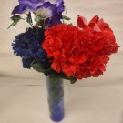 Floral Flower Blown Glass Vase artificial Flowers Arrangement Centerpiece