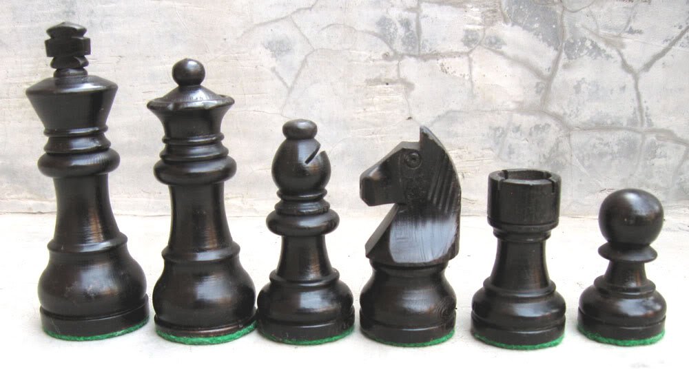 Chess Set King 3" Ebonised Handicraft 32 Wooden Chess Pcs Only