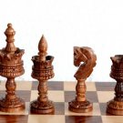 Awesome Chess Set Wooden Lotus Design King 4" 32 Chess Pcs
