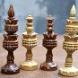 Awesome Chess Set Wooden Lotus Design King 4" 32 Chess Pcs