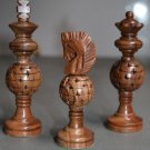 Premium Collectible Chess Set Jali Design Wooden Handicraft 32 Chess Pcs King 4"