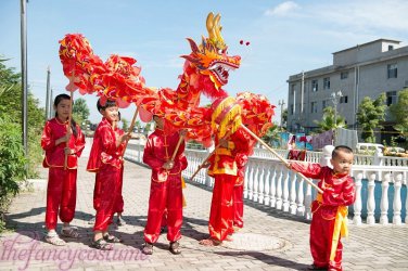 Dragon Dance 3.1m 6# 4 kid Red silk Festival Celebration Christmas Holiday Party Rave Carnival