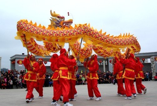 14m size 4yellow 8 adult silk frabic CHINESE DRAGON DANCE Folk Festival ...