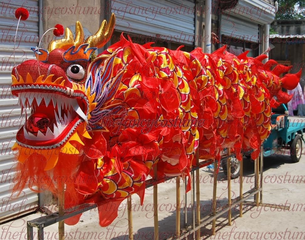 18m Size 4 Red 10 Adult Silk Frabic CHINESE DRAGON DANCE Folk Festival ...