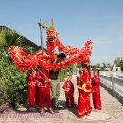 ON SALE 5.5m size 6 # 6 kid red silk  DRAGON DANCE Folk Festival Costume