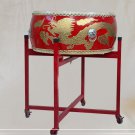 40cm children red drum golden dragon with Drumsticks Chinese Percussion Musical Cowhide chlidren