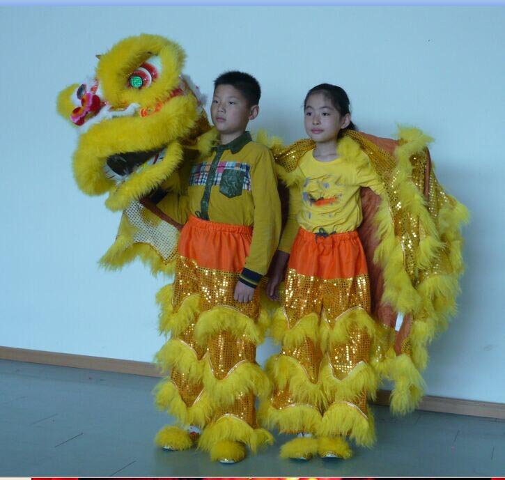 CHILDREN YELLOW Southern Lion Dance mascot Costume theater parade ...