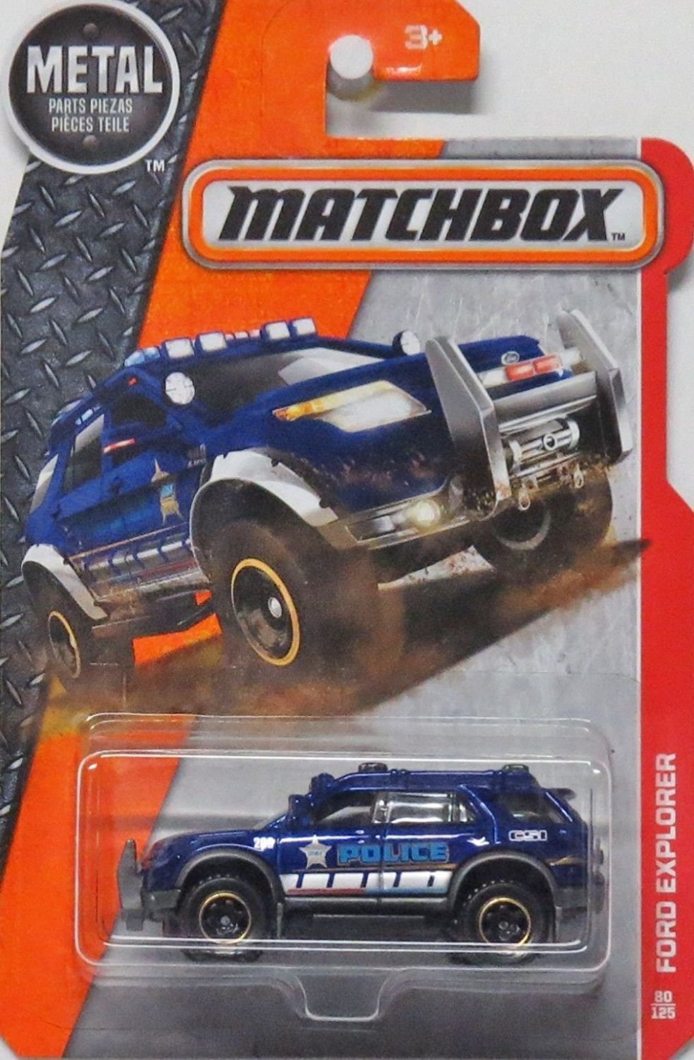 Mattel Matchbox MBX Heroic Rescue 80/125 - Ford Explorer Police. Blue.