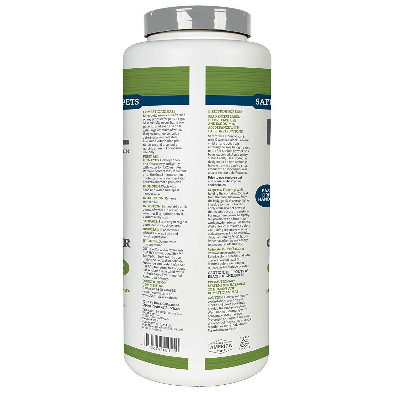 Natural Care Flea and Tick Carpet Powder, 9 oz for DOGS and CATS.