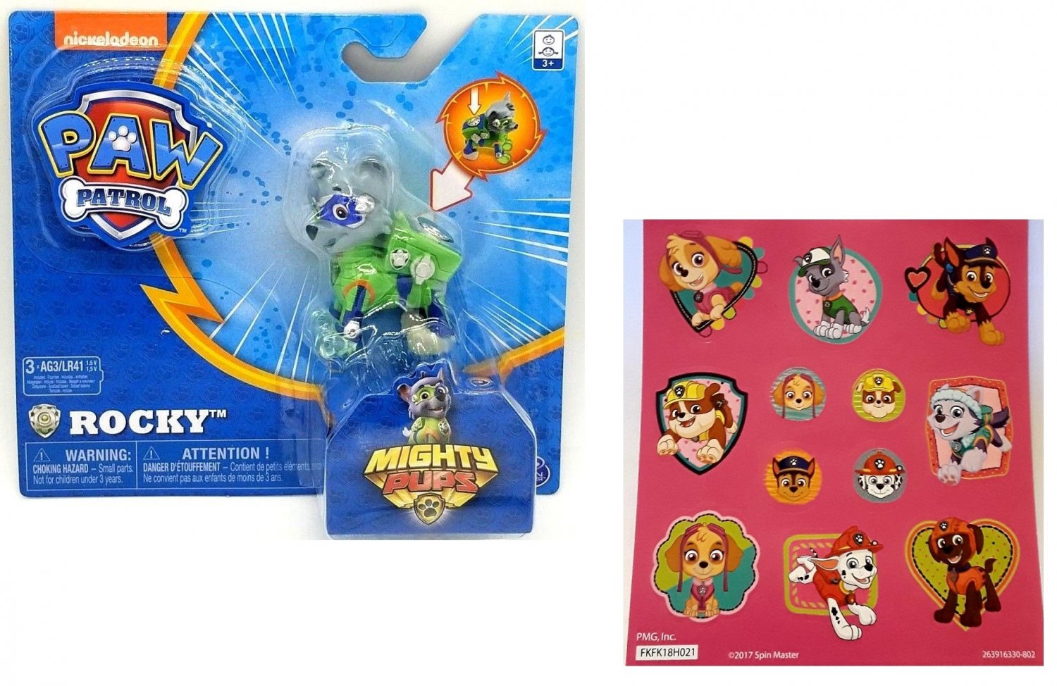 Paw Patrol Mighty Pups Rocky Figure With Light Up Badge And Paws With