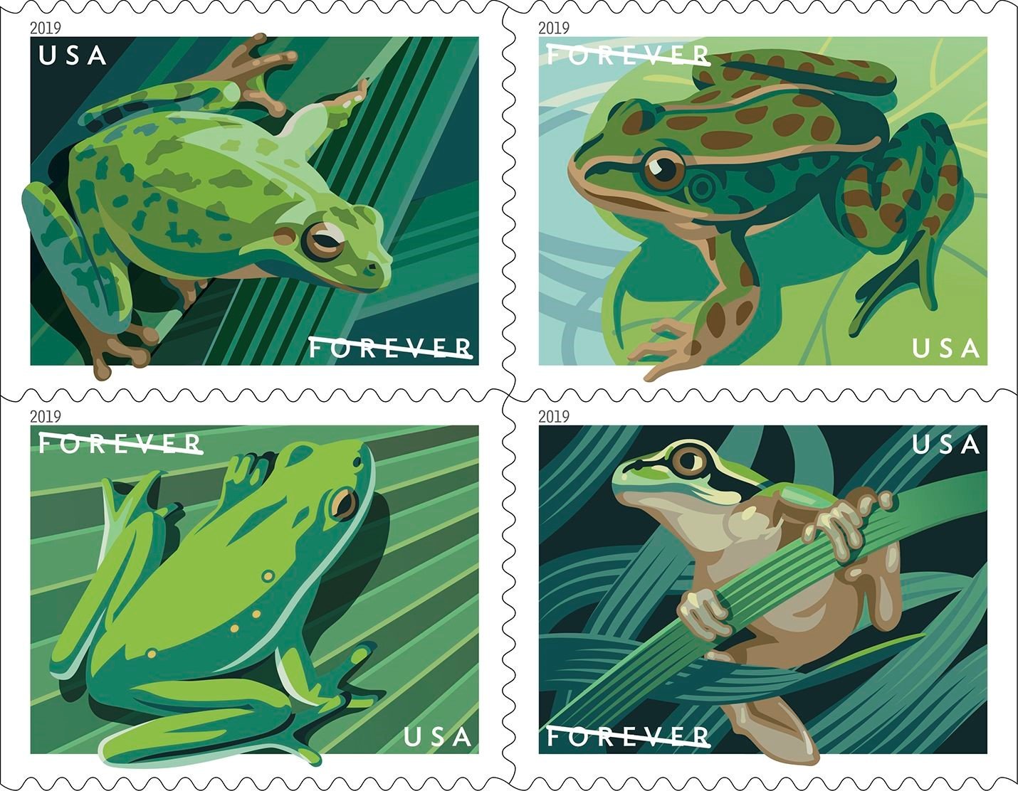 USPS Frogs one Book of 20 Forever Stamps