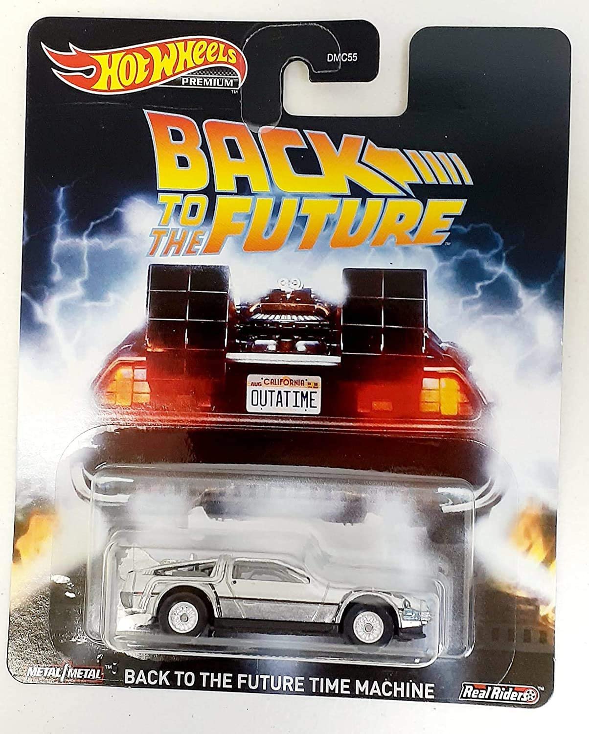 Hot Wheels Premium Back to The Future Time Machine Real Riders
