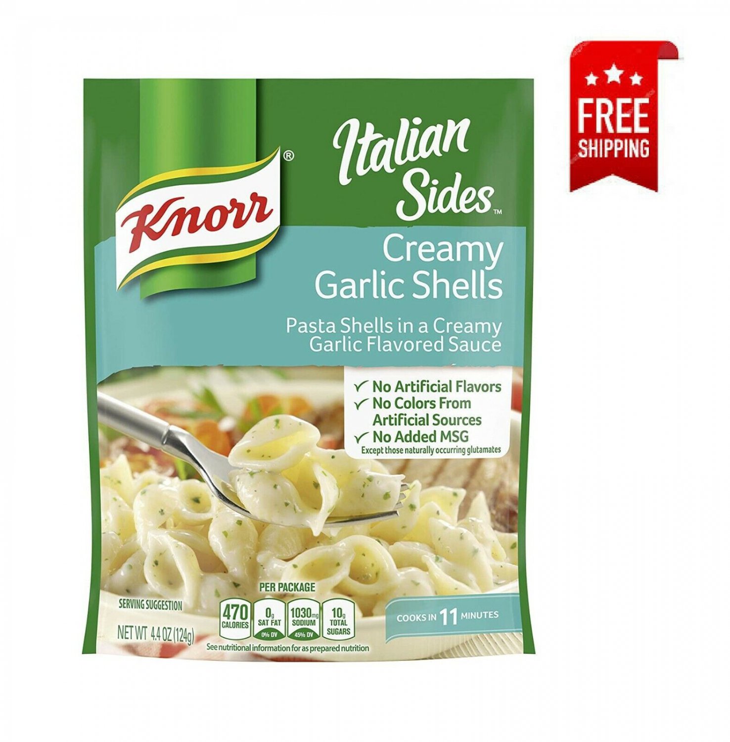 Knorr Italian Pasta Side Dish Creamy Garlic Shells 44 Oz Pack Of 12 7513