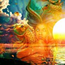 mermaid in the sunset