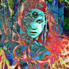 warrior princess in the burning forest