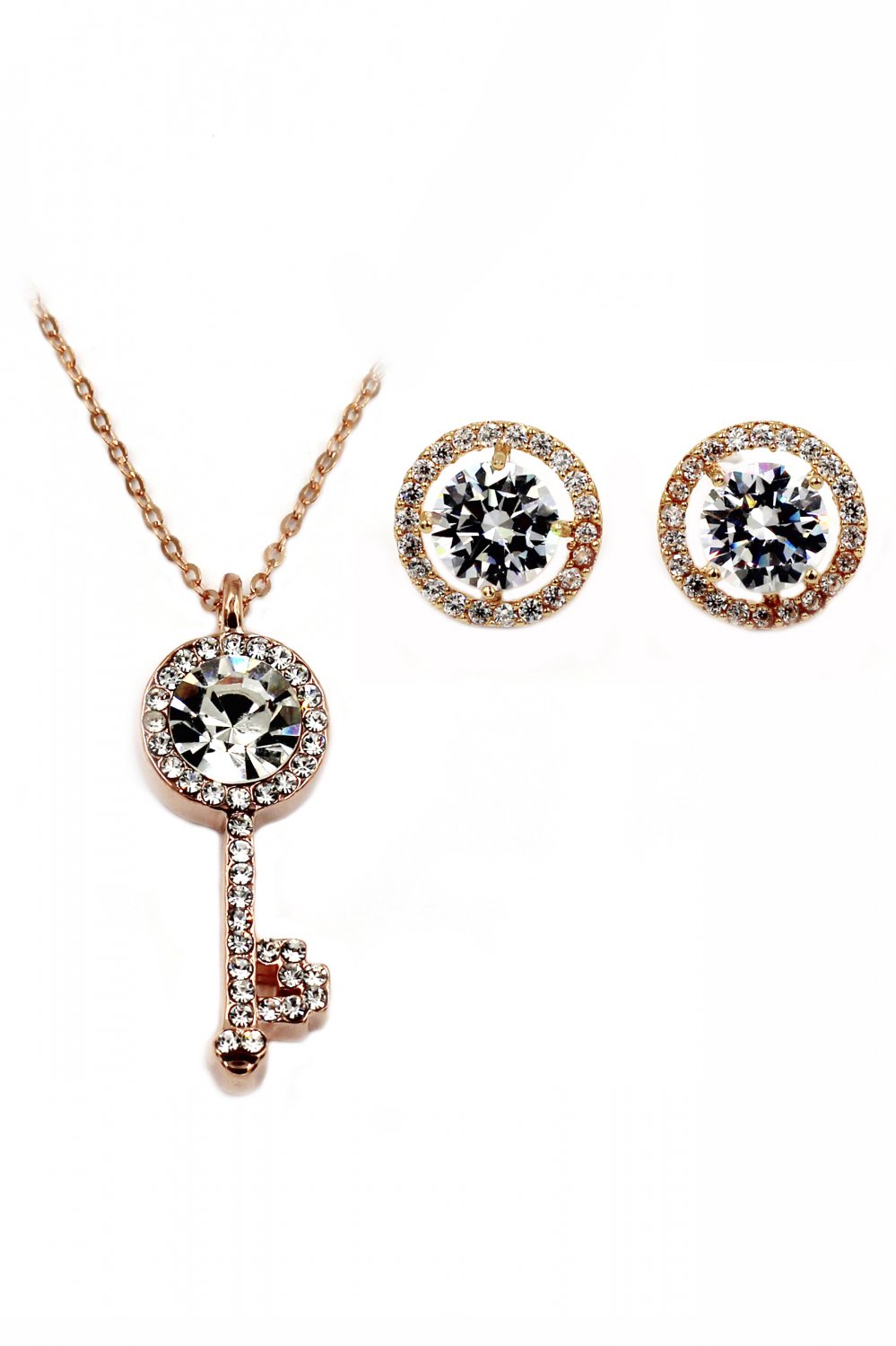 Fashion golden shining crystal necklace earrings set